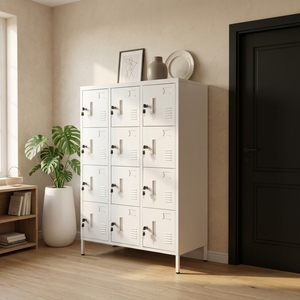 <span class=keywords><strong>Casier</strong></span> métallique <span class=keywords><strong>blanc</strong></span> à 12 portes grande capacité, <span class=keywords><strong>armoire</strong></span> de rangement en acier pour employés, pour supermarché et salle de sport - Product Image 4