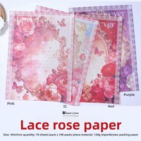Buket Mawar Kertas Kraft Minimalis Gaya Renda untuk Hari Valentine, Permukaan Mengkilap, Ukuran 1 Meter X 1 Meter, Latar Belakang