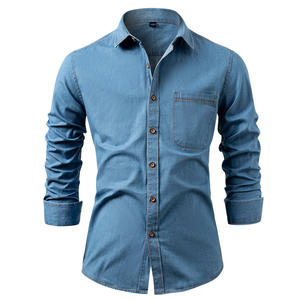 Summer New Men's Custom Relaxed Fit Denim Shirt Casual Simple Breasted Cotton Breasted Multi Pocket Formal Office Shirt - Product Image 3
