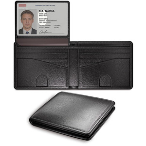 Men's Genuine Leather Tri-Fold <b>Wallet</b> With Multiple Card Slots <b>RFID</b> <b>Blocking</b> Anti-Theft Design Vintage Style Solid Color - Product Image 5