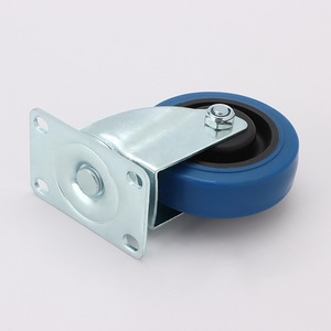 Blue TPR Swivel Caster Wheel Medium Size Dual Bearings Silent Industrial Casters - Product Image 1