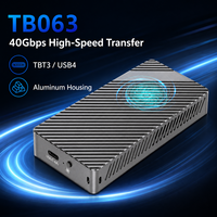 Enclosure Thunderbolt 3 USB4 M.2 NVMe SATA Tanpa Alat 40Gbps dengan Pendingin Kipas HL7440+RTL9210 Mendukung SSD 8TB TB063
