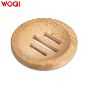 Jabonera Redonda Pequeña de Bambú Ecológica y Natural WOQI, Bandeja Autodrenante para Encimera, Origen Shandong, para Baño y Cocina - Product Image 1