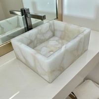 Lavabo en pierre de Quartz blanc fait à la main Unique cristal pierres précieuses navire cuisine comptoir évier moderne salle de bain accessoire décor