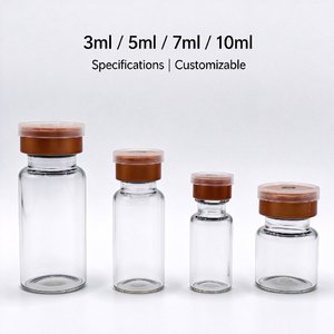 Flacon en verre pour peptides de 3 ml, 5 ml, 7 ml, 10 ml, transparent, avec bouchon en aluminium à anneau de traction - Product Image 1