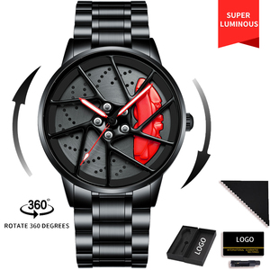 Thả vận chuyển chất lượng cao bán buôn người đàn ông không thấm nước Đồng hồ Thạch anh cổ tay thể thao Gyro hợp kim xoay rim quay xe bánh xe đồng hồ - Product Image 5