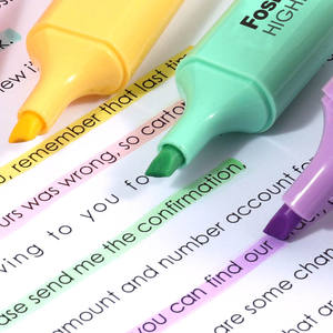 Ensemble de marqueurs à pointe biseautée Foska, 6 couleurs <span class=keywords><strong>pastel</strong></span> assorties, séchage rapide, non toxique, surligneur pour fournitures de bureau et scolaires - Product Image 2