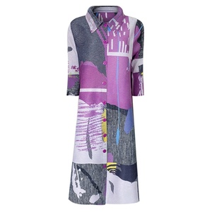 Robe plissée ample à imprimé Miyake Lifestyle 2026, grande taille, simple boutonnage, livraison rapide, collection été - Product Image 1