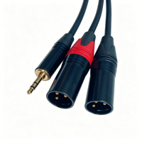Câble TRS 3,5 mm (1/8 pouce) vers 2 XLR, 1,8 m, Mâle-Mâle, Câble de Raccordement Auxiliaire vers Double XLR pour Ordinateur Portable/PC/Haut-parleur