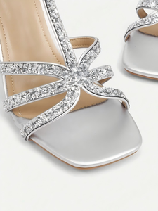 오픈토 하이힐 여름 야외 통기성 라인스톤 장식 다이아몬드 워터 아웃솔 어퍼 미드솔 라이닝 연회용 큰 사이즈 미국 - Product Image 2