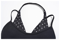 Soutien-gorge de sport rayé deux-en-un pour femme, dos carré évidé, doux, extensible, avec coussinets amovibles, idéal pour la gym et le fitness