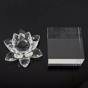 <span class=keywords><strong>Fleur</strong></span> de lotus en cristal transparent sur mesure avec base en papier blanc épais pour cadeaux de mariage - Product Image 5