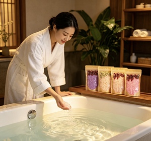 Fournisseur OEM de sel de bain de luxe végétalien biologique au magnésium cristallin et aux fleurs de lavande, marque privée - Product Image 3