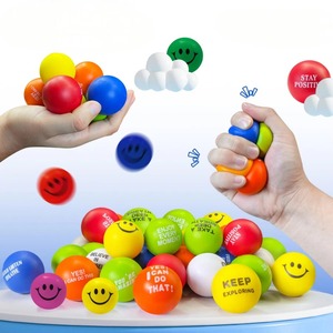 Nouvelle balle anti-stress Smiley, balle anti-stress solide et douce, jouet à presser pour exercices de la main, adapté pour soulager l'anxiété, stimulation sensorielle - Product Image 2