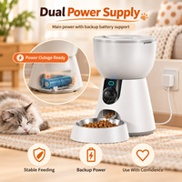 Distributeur intelligent pour chats 4L avec caméra 2K, fontaine en acier inoxydable 3L, Wi-Fi double bande, vision nocturne, couvercle de confidentialité et alimentation de secours