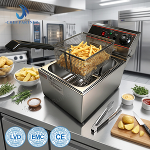 Friteuse professionnelle double cuve Ruihong Electric en acier inoxydable 304 avec minuterie, certifiée CE RoHS FCC, pour comptoir de restauration - Promotion - Product Image 4