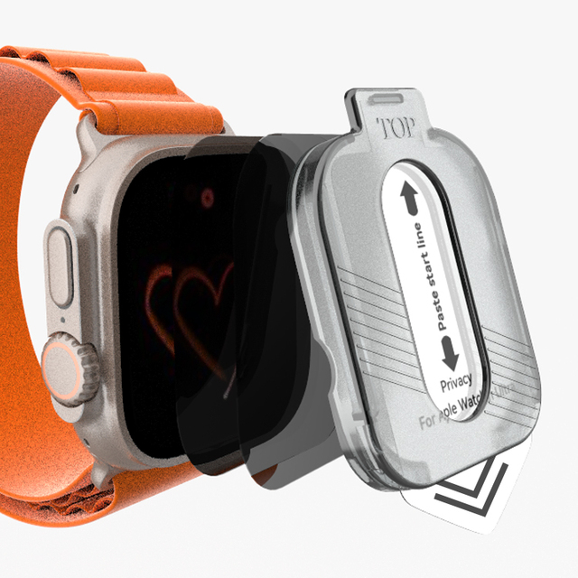 Dust Free Privacy Tempered Glass Screen Protector for Apple Watch Ultra 49mm Easy Install Kit