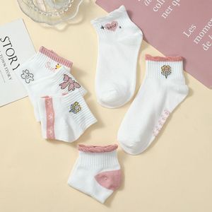 Pink White Ankle <b>Socks</b> Women <b>Breathable</b> Cotton Cartoon Bow Pattern Spring Summer Casual Boat <b>Socks</b> - Product Image 5
