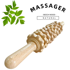 Masseur à rouleau naturel, outils de thérapie corporelle en bois de hêtre, bâton de massage des épaules et du dos - Product Image 2