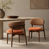Chaise de salle à manger moderne de luxe en bouclette, avec structure en bois massif, chaise d'appoint rembourrée pour projets de villas, hôtels et restaurants