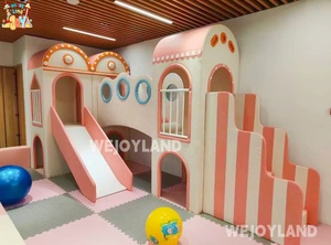 WEJOY <span class=keywords><strong>Mini</strong></span> aire de jeux intérieure en <span class=keywords><strong>bois</strong></span> rose blanc avec <span class=keywords><strong>toboggan</strong></span> pour enfants, aire de jeux pour tout-petits - Product Image 5