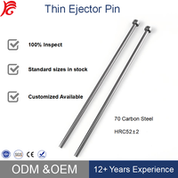 Pasador Expulsor Recto de Acero al Carbono 70, Estándar DME, 0.8~1.9/2.1~2.4/2.6~2.9mm, HRC50~54, para Moldeo por Inyección, Rectificado con Precisión