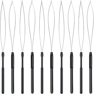 Harga Pabrik Pegangan Plastik Jarum Tarik Alat Loop Rambut Alat Ekstensi Rambut Benang Rambut Threader