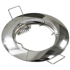 Gu10 Recessed Spotlight Holder 80mm Silver Metal <b>Ring</b> With Spring <b>Clip</b> For Ceiling Installation - Product Image 1