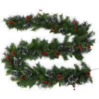 Décorations intérieures de luxe 270 cm Aiguille de pin en PVC Guirlande de Noël mélangée avec neige pour escaliers