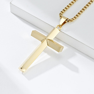 Nuevo colgante de cruz de diamante biselado de acero inoxidable y titanio, estilo único transfronterizo, minimalista, a la moda para hombre - Product Image 3
