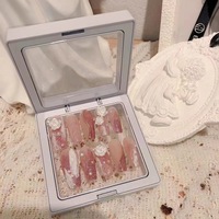 Ongles en gel UV faits à la main, motif camélia rose, nœud papillon et ciel étoilé, prêts à l'emploi, réutilisables, vente en gros, Comté de Donghai