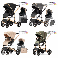 Poussette bébé pliable 3-en-1 multifonctionnelle pour nouveau-né et tout-petit, moderne, légère, avec siège auto