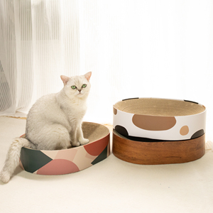 Tempat Garukan Kucing Desain Asli Lucu dan Stylish dari Karton Bergelombang, Mainan Pelindung Furnitur Daur Ulang, Tempat Tidur Kucing Oval dari Karton - Product Image 1