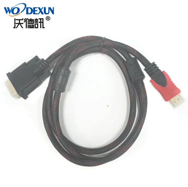 high quality vga to hdmi male adapter 1.5 m HD laptop vga to hdmi adapter 24+1 HDMI to DVI cable