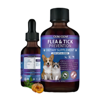 Gouttes de prévention contre les puces et les tiques pour chiens - Supplément liquide riche en protéines, huile de coco, poudre d'ail, huile de poisson, calcium - Soutien immunitaire rapide