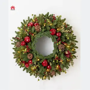 Fancy Best Popular Festival And Home Decoration Christmas Fruit Wreath With Lights