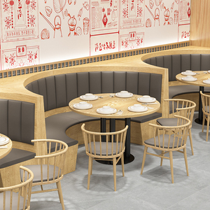 Muebles personalizados para restaurante, mesas y sillas, juegos de asientos de cabina, cafetería, tienda de comida rápida, Bar, cabina de madera, asiento, sofá, silla - Product Image 4