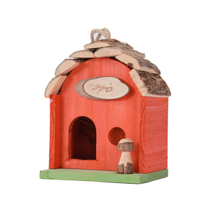 บ้านนกไม้สีแดงเต็มสีสำหรับนกป่า - Product Image 4