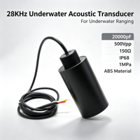 Transductor Hidroacústico Omnidireccional Horizontal de 28kHz, Sonda Ultrasónica Subacuática IP68, 500Vpp, 1MPa, Resistente al Agua, Certificación CE, 500M