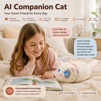 Peluche chat intelligente interactive AI, jouet en peluche réactif à la voix, compagnon émotionnel, tissu doux, capteur tactile, chaton mignon