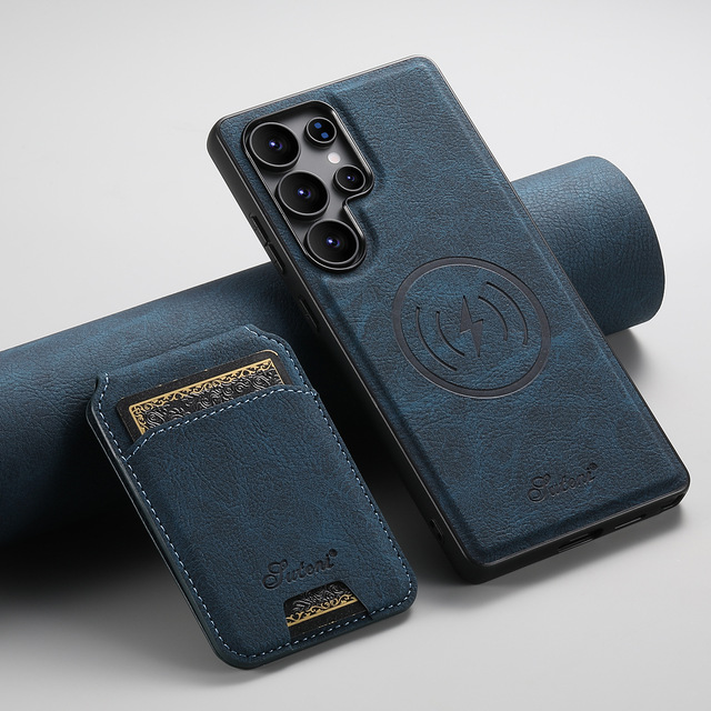Hot Sale Leather Card Slot Magnetic Phone Case for Samsung Galaxy S24 S23 22 Ultra Artificial Leather Phone Case