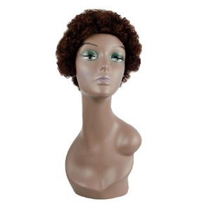 Parrucche Afro corte di alta qualità al miglior prezzo Pixie Cut parrucca Afro riccia molto corta sul retro - Product Image 3