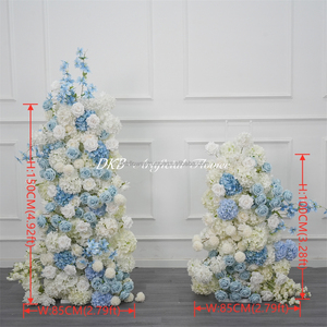 Arche florale triangulaire en soie artificielle de luxe DKB, roses en plastique, fabrication artisanale, décoration de fond de mariage de haute qualité - Product Image 2