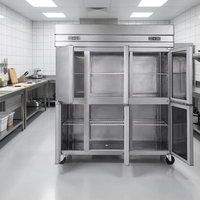 Congélateur vertical commercial grande capacité pour restaurant, 2/6 portes, pour aliments et viandes