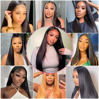 Pelucas de Cabello Humano Liso Extremo HD Transparente 13x6 Pre-Plucked Lace Frontal Wig 13x4 Sin Pegamento para Mujeres Negras