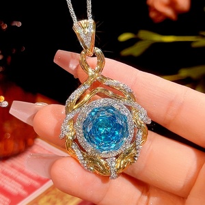 Retro Polished Eco-friendly Copper Jewelry Twist Bezel Setting Rose Cut Cubic Zirconia Pendant Necklace for Women Party Gift - Product Image 3