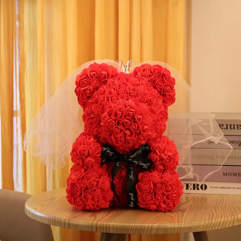 Orso rosa 40 cm con abito da sposa