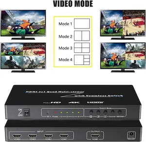 Interruptor HDMI de alta calidad 4X1 Quad HDMI Multiviewer Splitter con conmutador sin costuras Soporte de control IR 1080P HDMI 1.3a