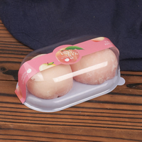Boîtes à gâteau mousse jetables en plastique PET blanc à 2 trous avec revêtement UV et logo personnalisé pour l'emballage de desserts/sucreries, qualité alimentaire