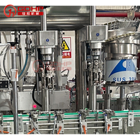 Llenado automático de líquido de vino tinto, jarabe de arce, bomba de engranajes de vino, llenado y agrietamiento de la función de sellado de corcho controlada por PLC